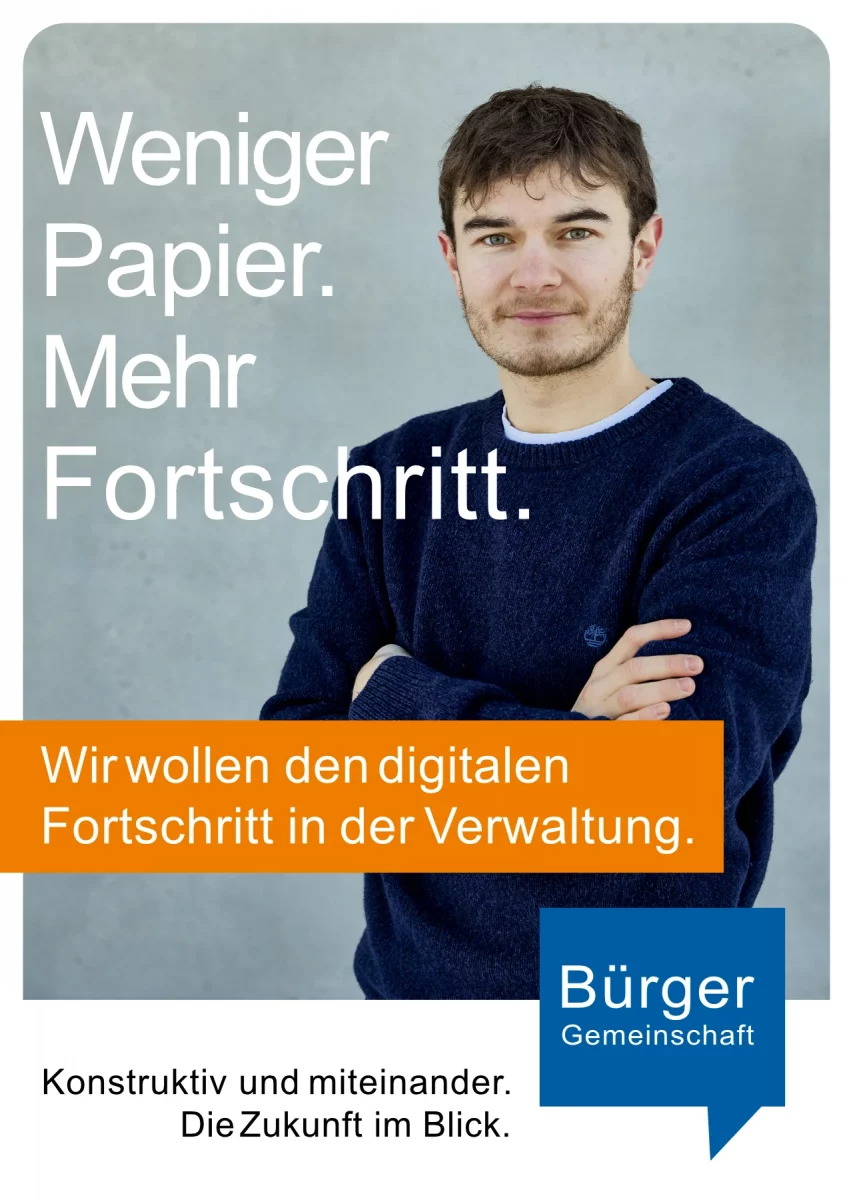 Plakat Weniger Papier. Mehr Fortschritt